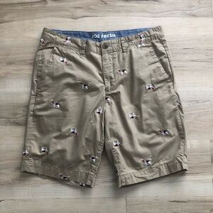 Joe Fresh Embroidered Dog Beagle Khaki Cargo Shorts